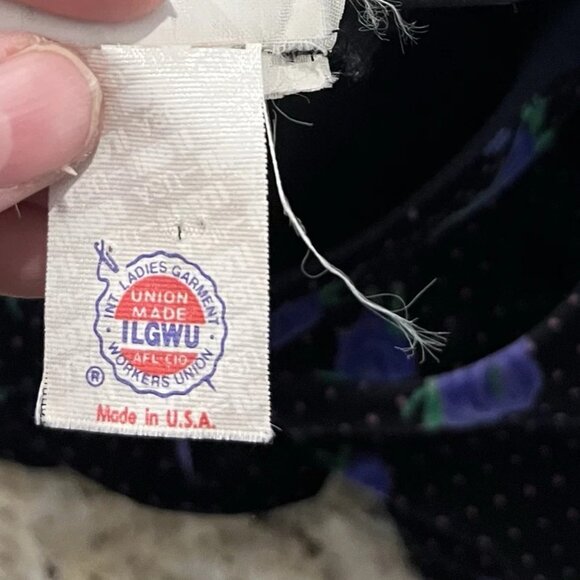 Vintage Bonnie Jean Dress 10 Velvet Floral Bow Sleeve Made USA Purple Party - Picture 11 of 11